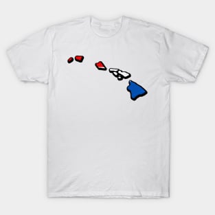 Red, White, and Blue Hawaii Outline T-Shirt